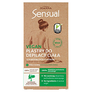 JOANNA Sensual kūno depiliacijos juostelės Vegan Natural Plant Wax 12 vnt.