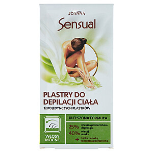 JOANNA Sensual kūno depiliacijos juostelės, stipriems plaukams, 12 vnt + raminantis dirginantis aliejus, 10 ml