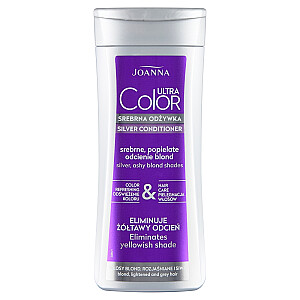 JOANNA Ultra Color Silver kondicionierius šviesiems, šviesintiems ir žiliems plaukams Kondicionierius šviesiems, šviesintiems ir žiliems plaukams, naikinantis gelsvą atspalvį, 200g