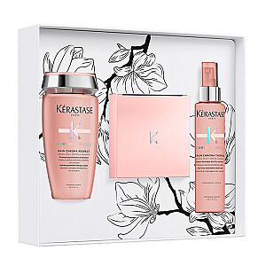 KERASTASE SET Chroma Absolu Trio Bain Chroma Respect 250 ml + Masque Chroma Filler 200 ml + Sérum Chroma Thermique 150 ml plaukų šampūnas + plaukų kaukė + nuo karščio saugantis plaukų lakas