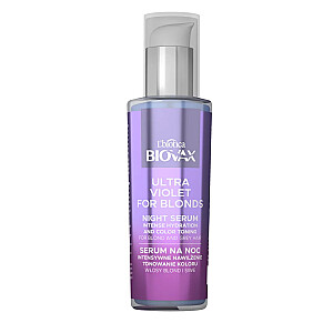 L'BIOTICA Biovax Ultra Violet For Blonds Night Serum интенсивно увлажняющая ночная тонизирующая сыворотка для светлых и седых волос 100мл