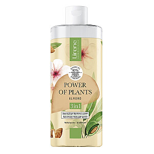 LIRENE Power of Plants dvifazis micelinis skystis 3in1 visų tipų odai Migdolas 400ml