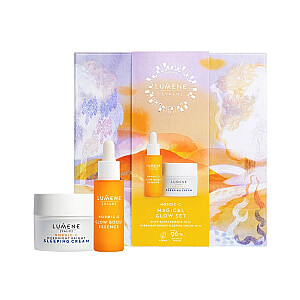 LUMENE SET Nordic-C Glow Boost Essence 30 ml + Night Bright Sleeping Crem 50 ml šviesinantis veido serumas + atgaivinantis naktinis veido kremas