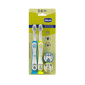 Зубная щетка CHICCO 3-6л Тигр и Панда 2 шт.