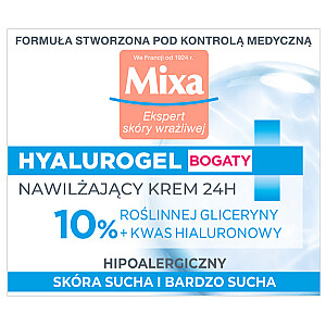 MIXA Sensitive Skin Expert Hyalurogel turtingas intensyvus drėkinamasis kremas 50 ml