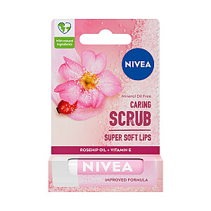NIVEA Caring Scrub Wild Rose lūpų šveitiklis 4,8 g