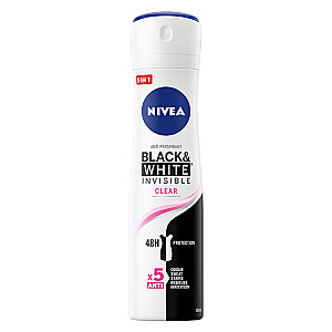 NIVEA Invisible Black&White purškiamas-antiperspirantas 48H Clear 150ml