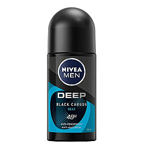 NIVEA Men Deep Black Carbon Beat antiperspirantas su aktyvuota anglimi Roll-On 50ml