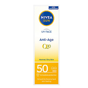 NIVEA Sun UV Face Anti-Age Q10 apsaugos nuo saulės veido kremas nuo raukšlių SPF50 50 ml