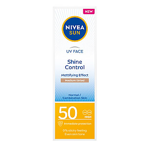 NIVEA Sun UV Face Shine Control матирующий крем для лица с высокой степенью защиты SPF50 Medium Tinted 50мл