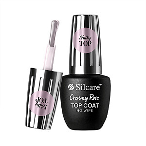 SILCARE Top Coat Creamy Rose No Wipe viršus hibridiniams nagų lakams 9ml