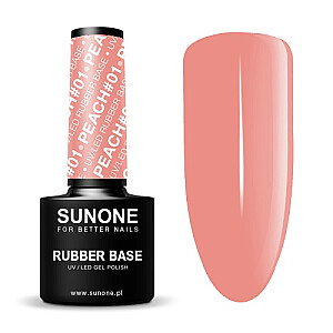 SUNONE UV/LED gelio lakas Color Rubber Base hibridinis lakas Peach 01 5ml