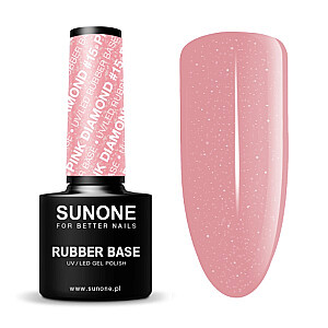 SUNONE UV/LED gelio lakas spalvotas guminis pagrindas lakier hybrydowy Pink Diamond 14 5 ml