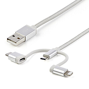 ŽAIBO KABELIS 1M USB-C/MICRO-B/USB-A