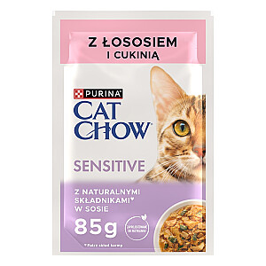 PURINA Cat Chow Sensitive Salmon and Zucchini — влажный корм для кошек — 4 x 85 г