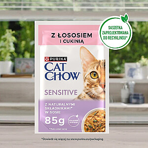 PURINA Cat Chow Sensitive Salmon and Zucchini — влажный корм для кошек — 4 x 85 г