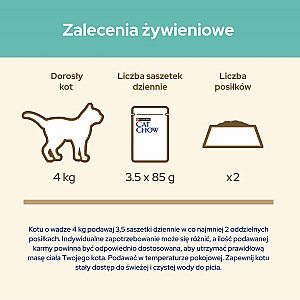 PURINA Cat Chow plaukų gniūžtė su vištiena ir pupelėmis – šlapias kačių maistas – 4 x 85 g