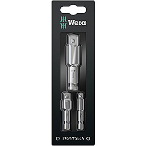 Wera 870/4/7, komplektas A, įrankio velenas SB, veržliarakčių komplektas, adapteris 1/4", 3/8", 1/2" - 05073200001