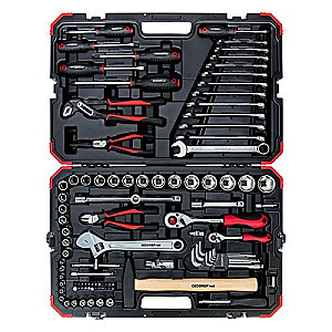 Įrankių ir lizdų komplektas Gedore Red 1/4"+1/2", 100 vnt., įrankių komplektas (raudona/juoda, su Shift-creak, SW 4mm - 32mm)