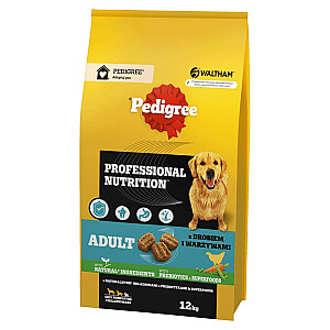 PEDIGREE Professional Nutrition Adult su paukštiena ir daržovėmis, vidutinių ir didelių veislių - sausas šunų maistas - 12 kg