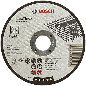 Pjovimo diskas Bosch Best for Inox, Rapido, O 125 mm (tiesus, A 60 W INOX BF)