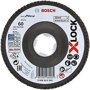 Bosch X-LOCK X571 Best for Metal dantyta užrakto poveržlė, 125 mm, šlifavimo diskas (O 125 mm, K 120, kampinė versija)