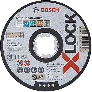 Bosch X-LOCK Rapido Multi Material pjovimo diskas 115 mm, tiesus (115 x 1 x 22,23 mm)