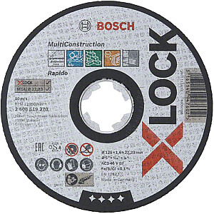 Bosch X-LOCK Rapido Multi Material pjovimo diskas 125 mm, tiesus (125 x 1,6 x 22,23 mm)