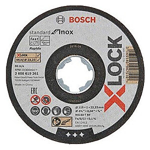 Bosch X-LOCK Standartinis pjovimo diskas skirtas Inox 115 mm, tiesus (10 vnt., 115 x 1 x 22,23 mm)