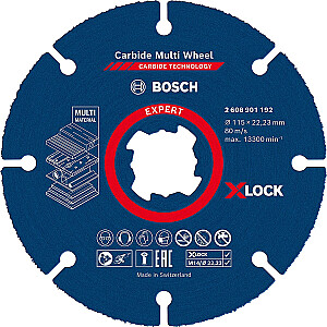 Bosch EXPERT X-LOCK Carbide MultiWheel pjovimo diskas, O 115 mm (mažiems kampiniams šlifuokliams)