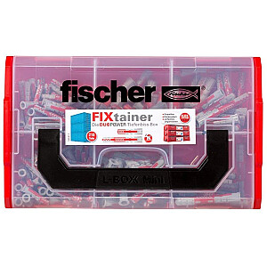 Fischer FixTainer-DUOPOWER trumpas/ilgas NV, kaištis (šviesiai pilka/raudona, 210 vnt.)