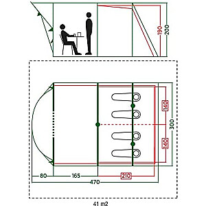 Coleman Vail 4 šeimos tunelio palapinė (tamsiai pilka / žalia, baldakimu)