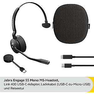 Jabra Engage 55 MS, гарнитура (черный, USB-A, моно)