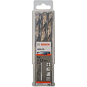 Bosch sukamasis grąžtas metalui HSS-Co, DIN 338, 12,0 mm (5 vnt., darbinis ilgis 101 mm)