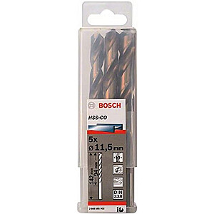 Bosch sukamasis grąžtas metalui HSS-Co, DIN 338, 11,5 mm (5 vnt., darbinis ilgis 94 mm)