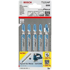 Dėlionės peilis Bosch T 121 AF Speed for Metal, 92 mm (5 vnt.)