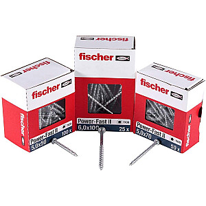 Шуруп для ДСП FISCHER Power-Fast II 6,0х140 с потайной головкой (50 шт., частичная резьба, оцинковка)