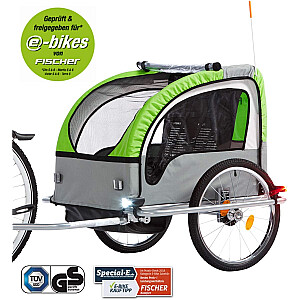 FISCHER dviračių vaikiška dviračio priekaba komfortas (žalia/pilka)