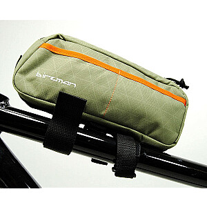 „Birzman Packman“ kelioninio dviračio krepšelis / krepšys (alyvuogių žalia / oranžinė, viršutinis vamzdžio maišelis, 0,8 litro)