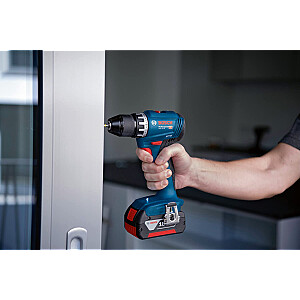 Akumuliatorinis gręžtuvas / suktuvas Bosch GSR 18V-45 Professional, 18 V (mėlyna/juoda, 2 ličio jonų akumuliatoriai 2,0 Ah, L-BOXX)