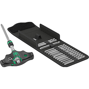 Wera Kraftform Kompakt 400 RA Imperial Set 1, su reketu, antgalių komplektas (juodas/žalias, 1/4", 17 vnt.)