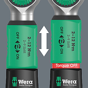 Wera Safe-Torque A 1 Imperial Set 1, 10 vnt., sukimo momento raktas (juodas/žalias, 1/4 colio kvadratinis, 2–12 Nm)