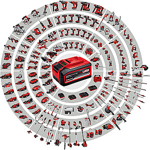 Akumuliatorinis smūginis gręžtuvas Einhell TE-CD 18/2 Li-i +22, 18V (raudona/juoda, Li-Ion baterija 2,5 Ah, E-Box Basic dėklas + grąžtų komplektas)