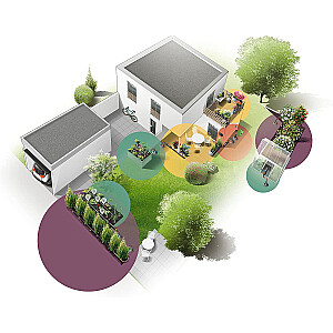 Комплект капельного орошения Gardena Micro-Drip-System для живой изгороди/кустов, 50 метров, капельницы (черные, модель 2023, надземные и подземные)