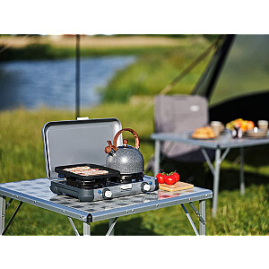 Campingaz Camping Kitchen 2 Grill & Go CV, dujinė viryklė (pilka/juoda, 2x 2 kW, 2023 m. modelis)