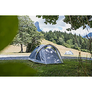 Трехместная купольная палатка Coleman Darwin 4 Plus (серый/салатовый, с туннельным штоком, модель 2023 г.)
