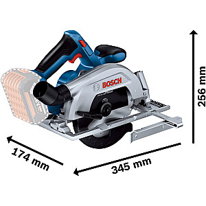 Аккумуляторная циркулярная пила Bosch GKS 18V-57-2 Professional, 18 В (синий/черный, 2 литий-ионных аккумулятора ProCORE18V 5,5 Ач, в L-BOXX)