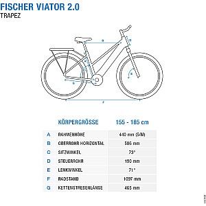 Moteriškas dviratis FISCHER Viator 2.0 (2022), Pedelec (antracitas, rėmas 282, 44 cm)