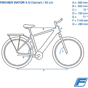 Велосипед FISCHER Viator 4.1i мужской (2022 г.), Pedelec (черный (матовый), рама 50 см, 28")