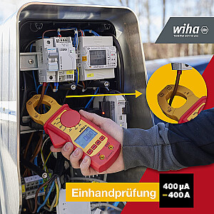 Токоизмерительные клещи Wiha 45219, до 1000 В переменного тока, измерительный прибор (красный/желтый, бесконтактный тест одной рукой)